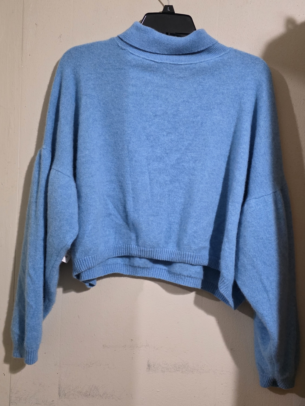 Free People Powder Blue Cropped Turtleneck Pullover Used Size S
